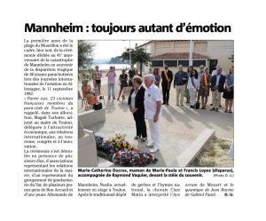Commémoration de Mannheim au Mourillon