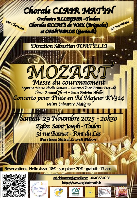 Affiche du concert Mozart du 29 novembre 2025 à Toulon