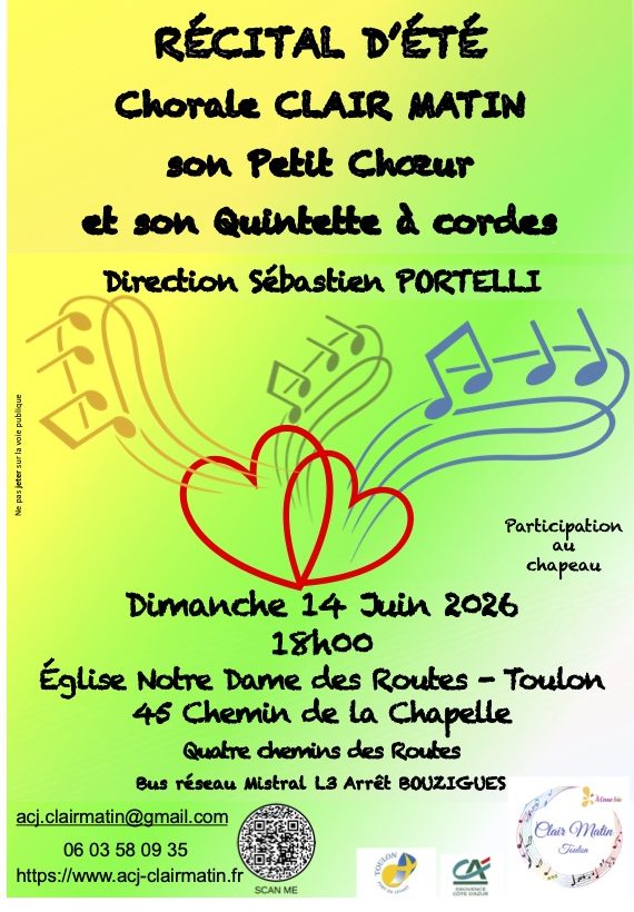 Affiche du récital d’été de l’ACJ Clair Matin