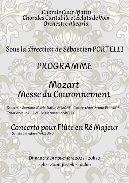 Aperçu du programme du concert Mozart du 29 novembre 2025
